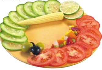 tomato slices and cucumber slices
