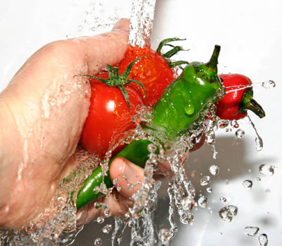 washing vegetables