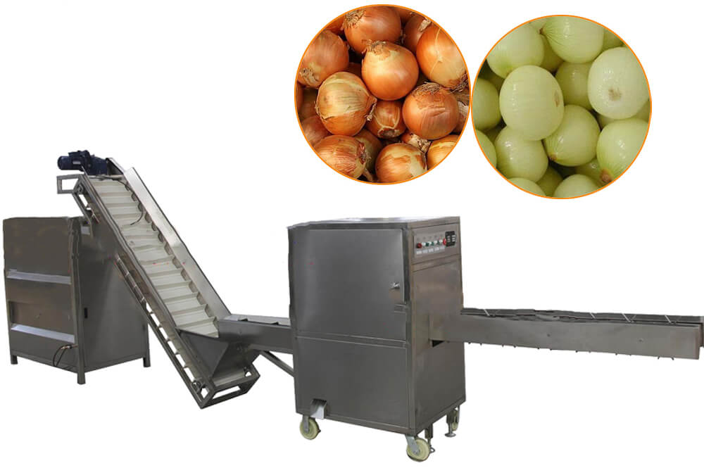 onion roots cutting peeling machine unit