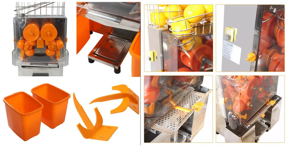 Commercial automatic fruit orange juicer machine details show