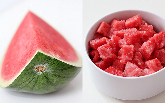 diced watermelon for making fried ice