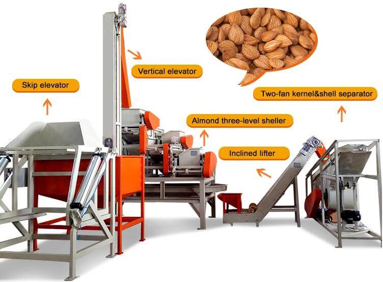 automatic almond shelling separating line