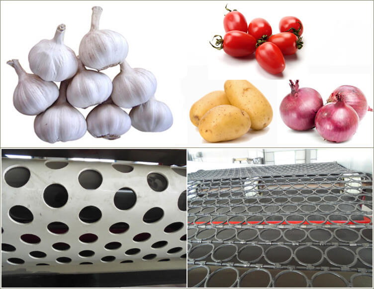 mesh, sorting holes of commercial garlic grading machine